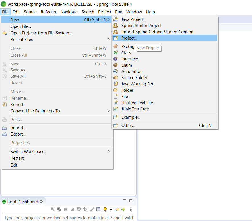 eclipse boot dashboard